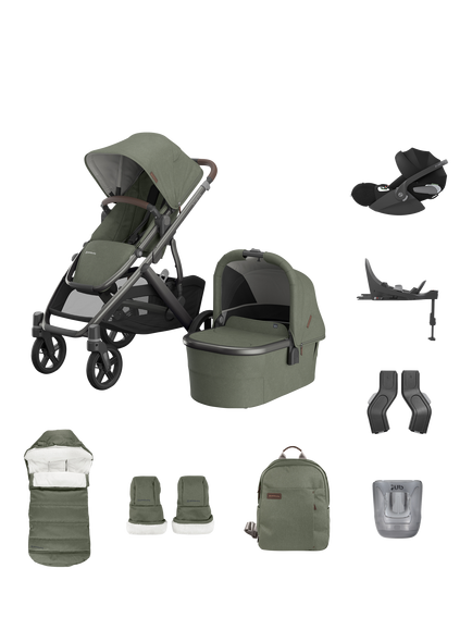 UPPAbaby Vista V3 Pushchair with Cybex Cloud T Baby Car Seat and Base Bundle, Evelyn, Evelyn