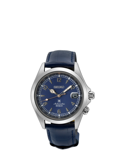 Seiko SPB531J1 Men's Alpinist Prospex Leather Strap Watch, Blue, Blue