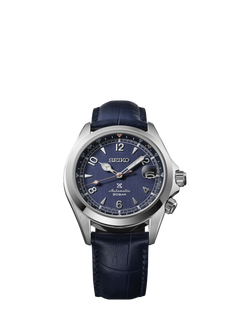 Seiko SPB531J1 Men's Alpinist Prospex Leather Strap Watch, Blue - view 2, Blue