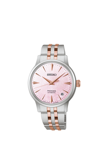 Seiko SRPM06J1 Women's  Presage ‘Springtime’ Cocktail Time Limited Edition Automatic Bracelet Strap Watch, Sakura Pink, Sakura Pink
