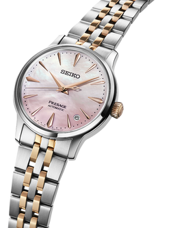 Seiko SRPM06J1 Women's  Presage ‘Springtime’ Cocktail Time Limited Edition Automatic Bracelet Strap Watch, Sakura Pink - view 2, Sakura Pink