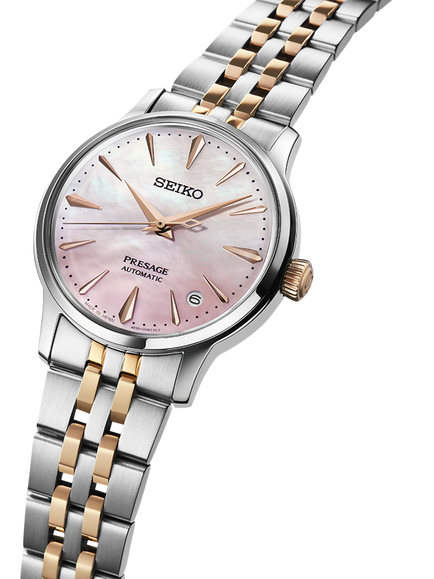Seiko SRPM06J1 Women's  Presage ‘Springtime’ Cocktail Time Limited Edition Automatic Bracelet Strap Watch, Sakura Pink - view 2, Sakura Pink