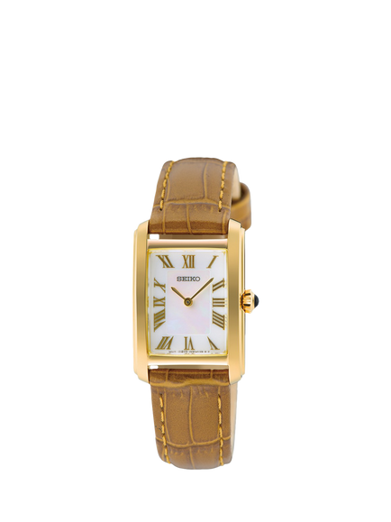 Seiko Refined Ladies Leather Strap Quartz Watch, Mop, Mop