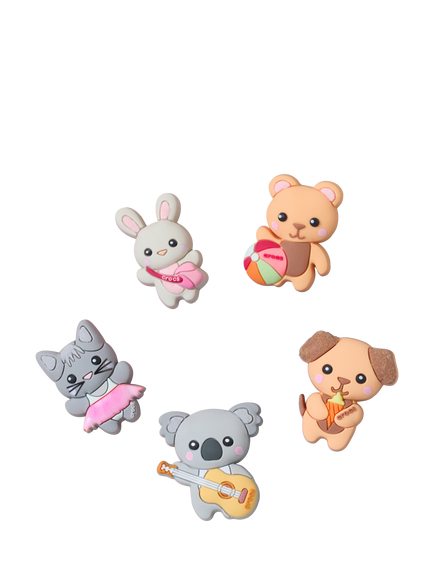 Crocs Kids' Cute Animal Friends Jibbitz Charms, Pack of 5, Multi, Multi