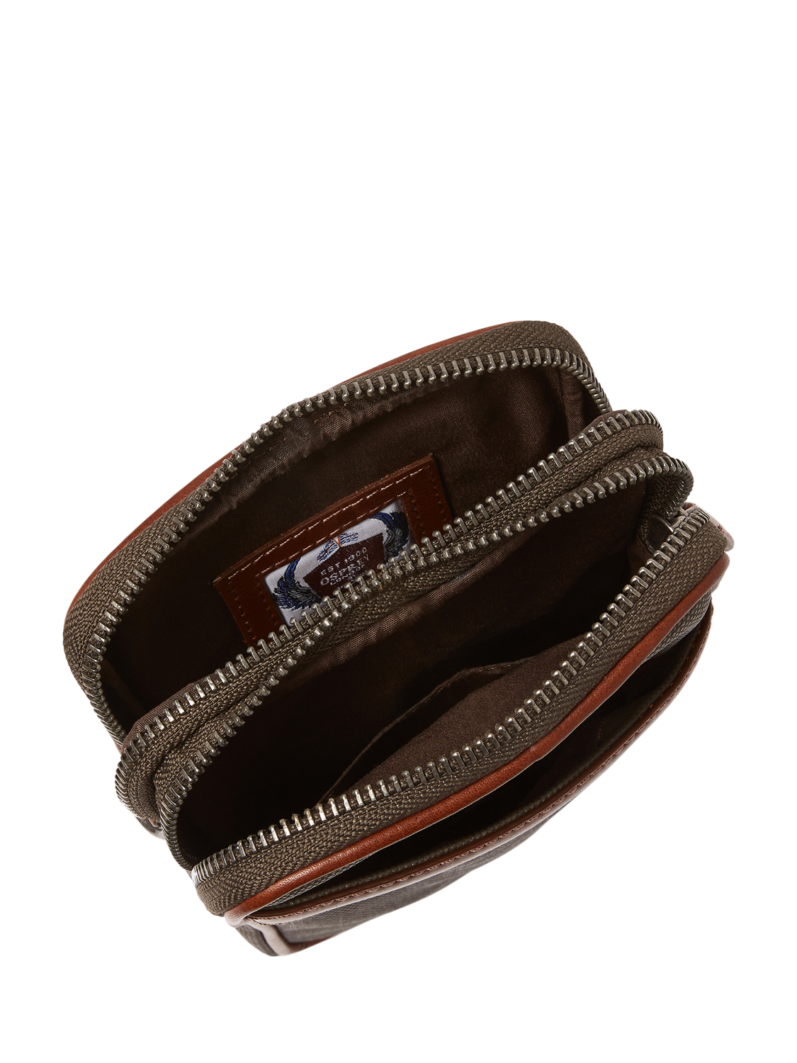 Product image 5 of 5, which shows OSPREY LONDON The Grantham Phone Bag, Khaki/Chestnut