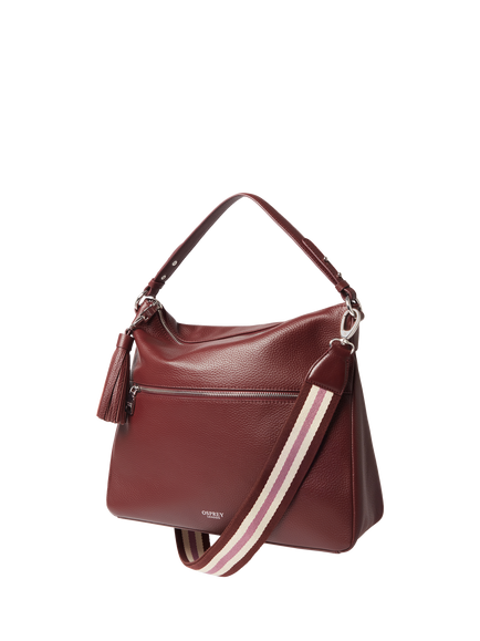 OSPREY LONDON Stella Leather Hobo Bag, Merlot