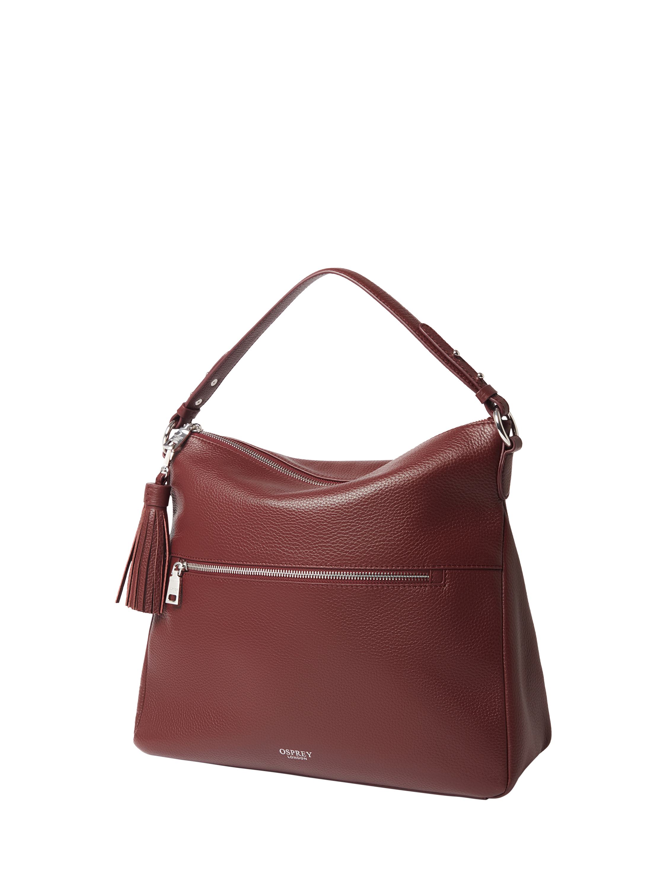 Product image 2 of 5, which shows OSPREY LONDON Stella Leather Hobo Bag, Merlot