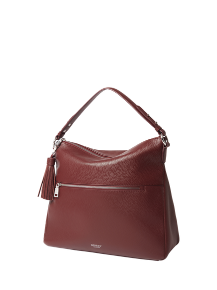 OSPREY LONDON Stella Leather Hobo Bag - view 2, Merlot
