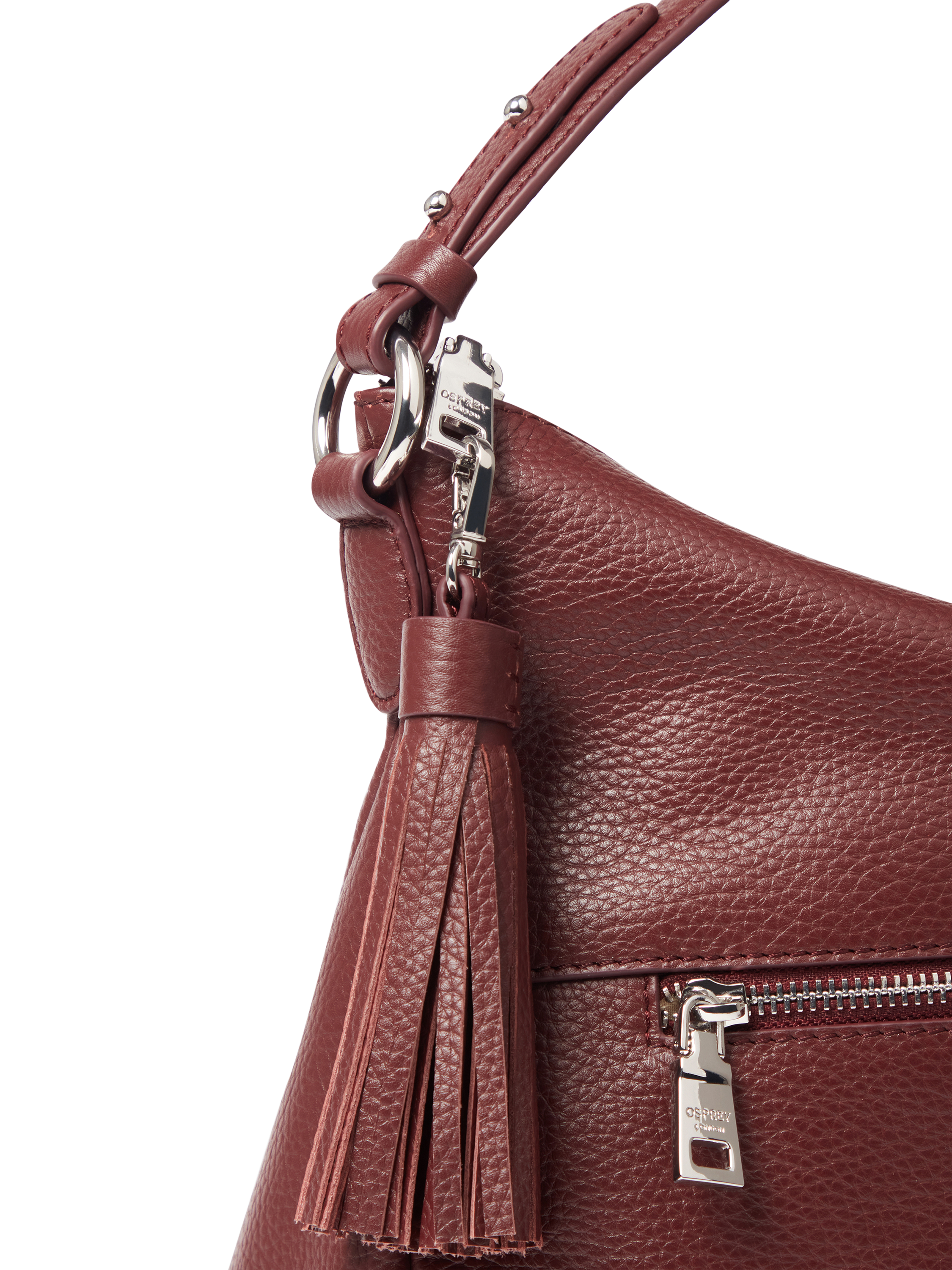 Product image 4 of 5, which shows OSPREY LONDON Stella Leather Hobo Bag, Merlot