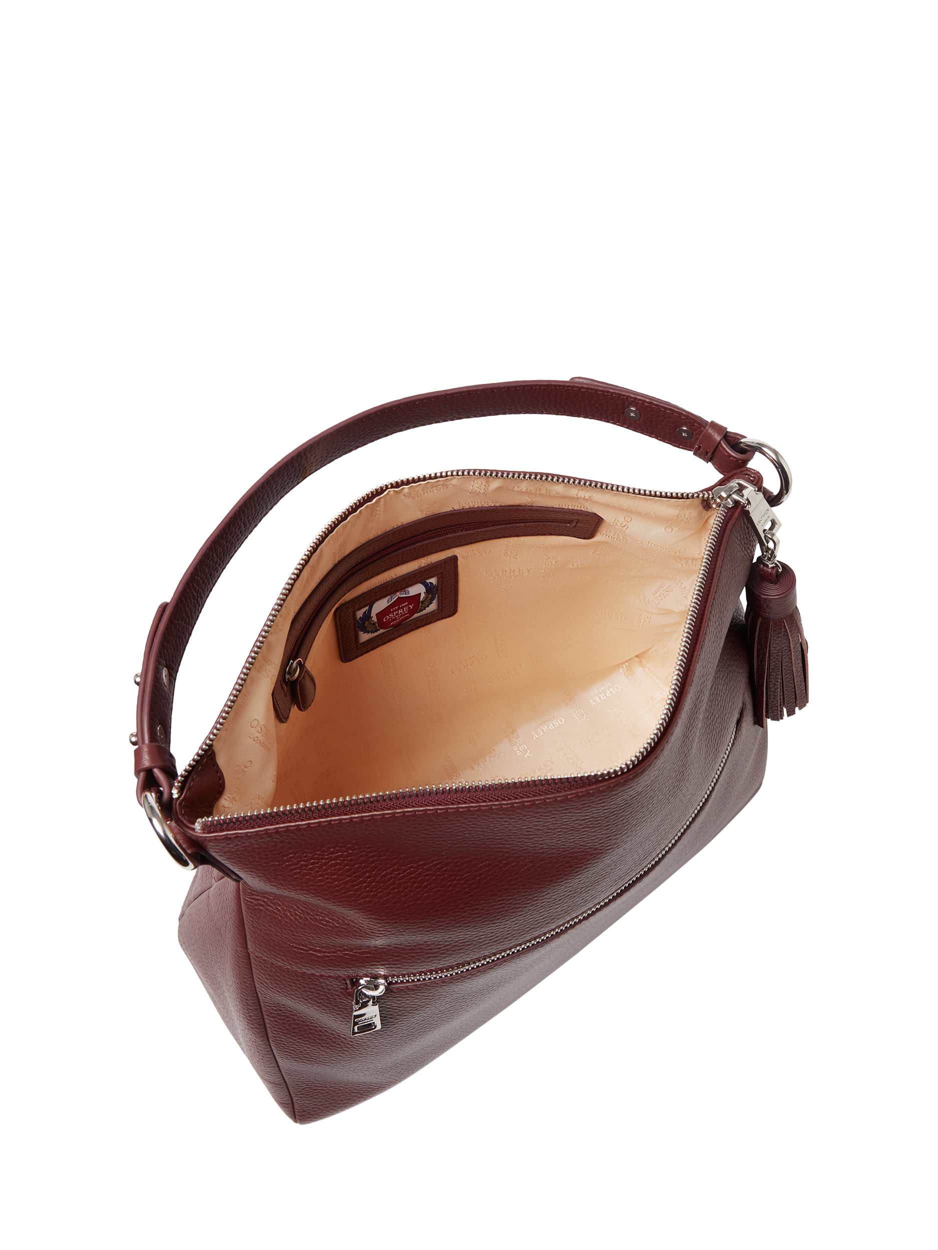 Product image 5 of 5, which shows OSPREY LONDON Stella Leather Hobo Bag, Merlot