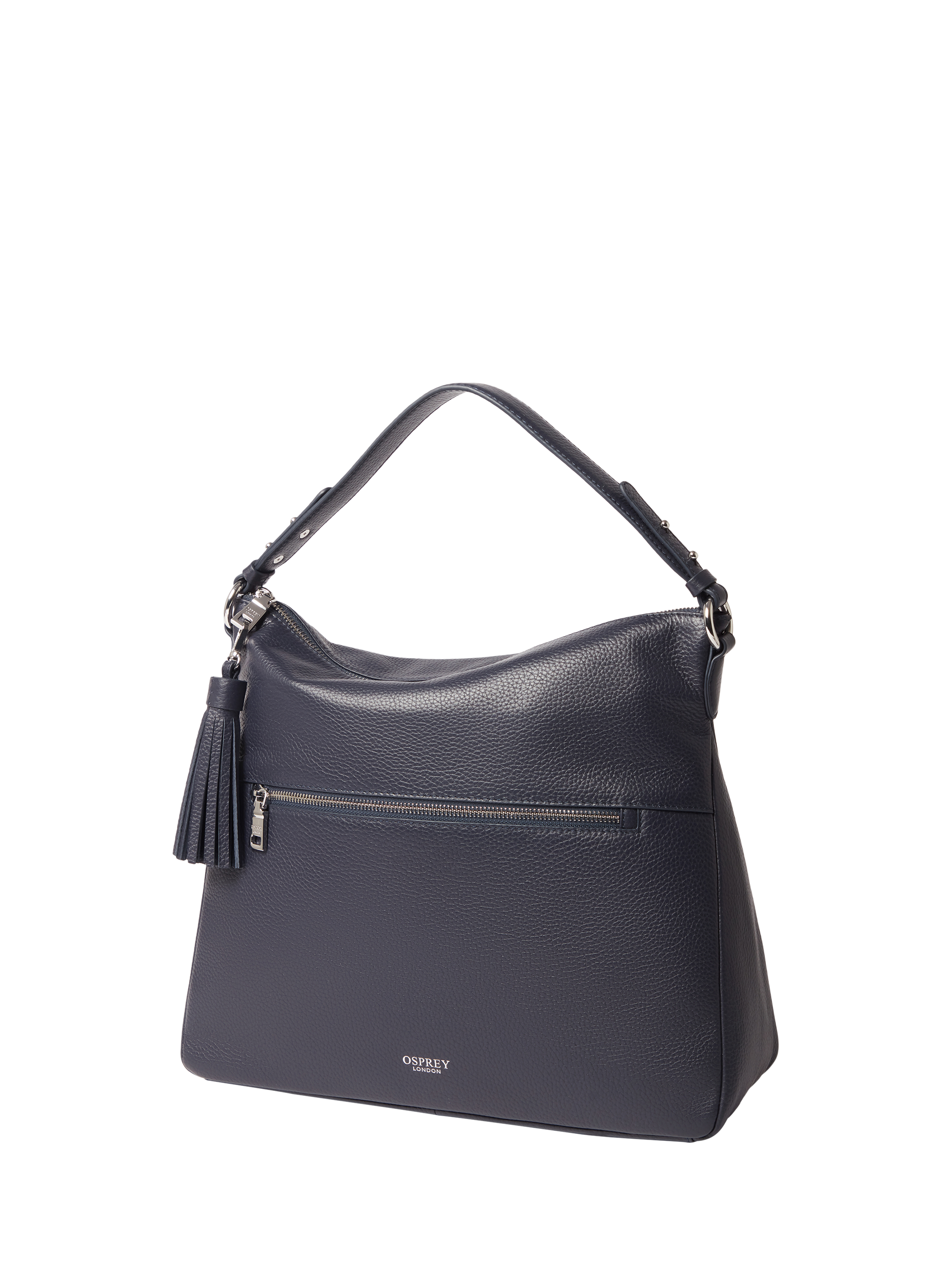 Product image 2 of 5, which shows OSPREY LONDON Stella Leather Hobo Bag, Navy