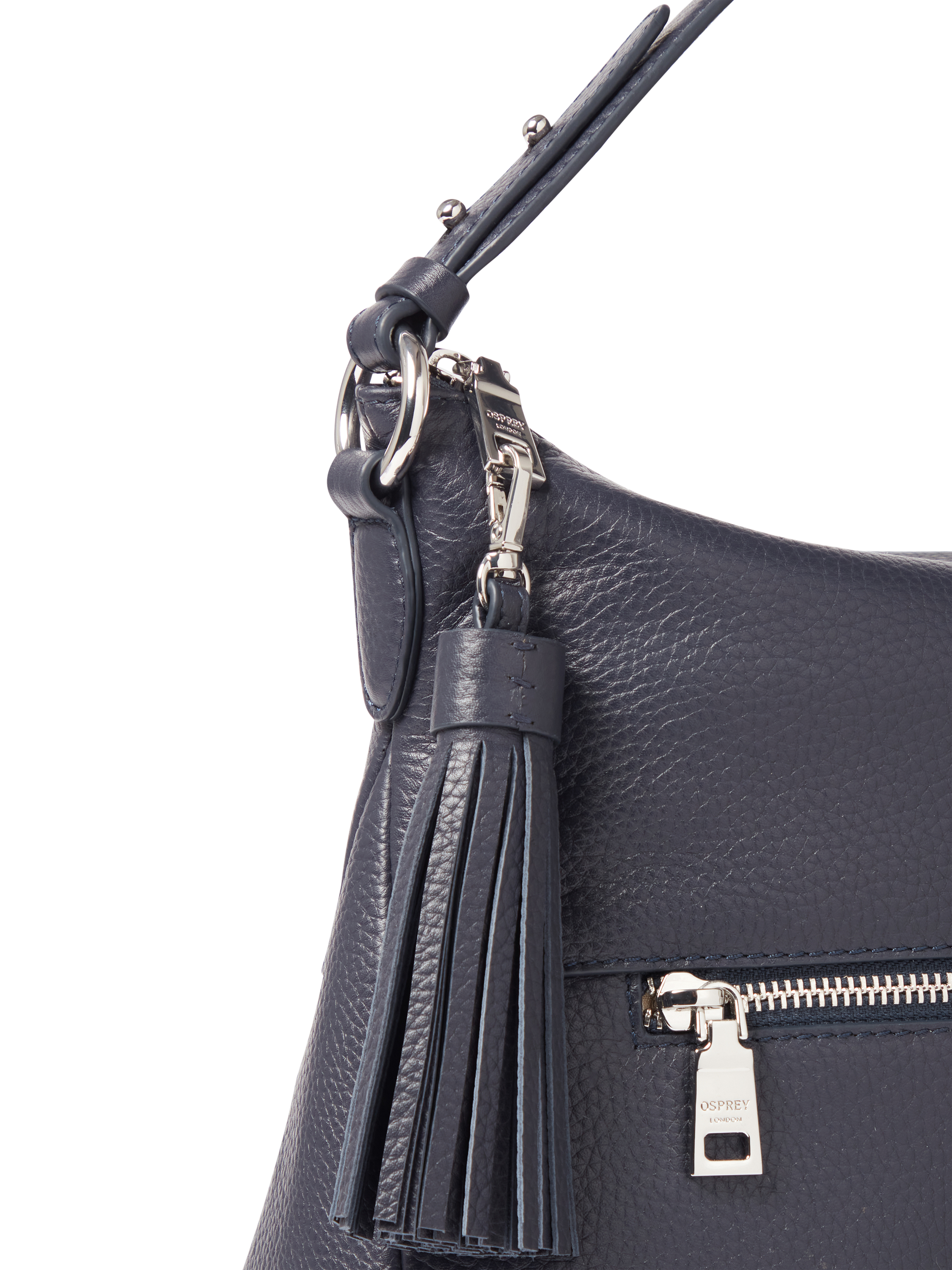 Product image 4 of 5, which shows OSPREY LONDON Stella Leather Hobo Bag, Navy
