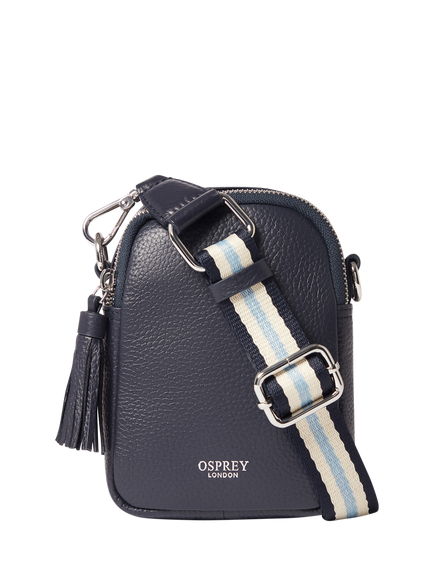 OSPREY LONDON Stella Leather Phone Bag, Navy