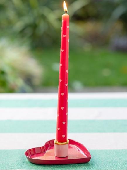Talking Tables Heart Taper Candles, Set of 2, Pink, Pink