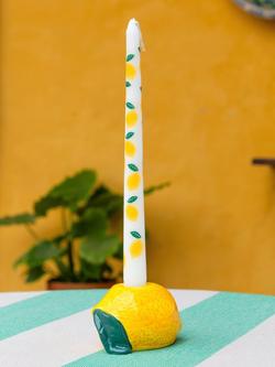 Talking Tables Bon Appetit Lemon Tapered Dinner Candles, Set of 2 - view 2, Yellow