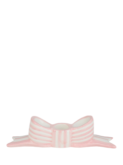 Talking Tables Stripe Bow Candle Holder, Pink, Pink