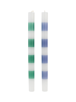 Talking Tables Dine in Colour Striped Dinner Candles, Pack of 4, Green/Blue - view 2, Green & Blue