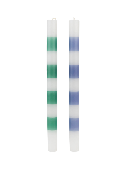 Talking Tables Dine in Colour Striped Dinner Candles, Pack of 4, Green/Blue - view 2, Green & Blue