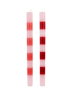 Talking Tables Dine in Colour Striped Dinner Candles, Pack of 4, Red/Pink - view 2, Red & Pink