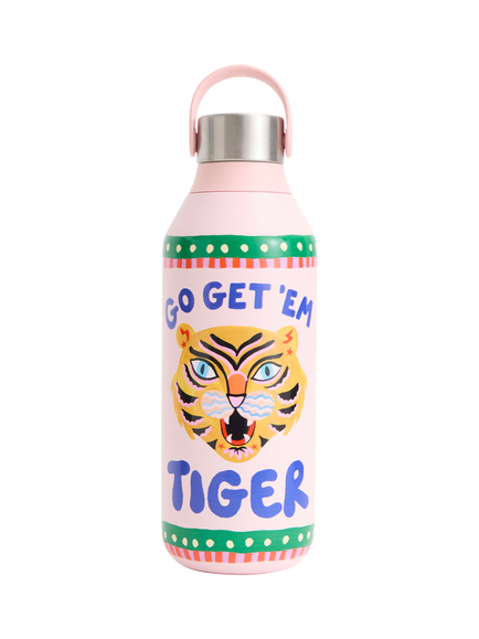 Chilly's x Eleanor Bowmer Series 2 Insulated Leak-Proof Drinks Bottle, 500ml, Go Get'em Tiger, Go Get'em Tiger