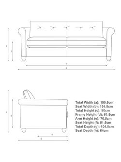 John Lewis Kingham Large 3 Seater Sofa, Easy Clean Chunky Chenille Navy - view 2, Easy Clean Chunky Chenille Navy