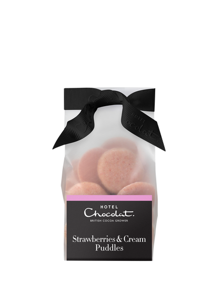 Hotel Chocolat Strawberries & Cream Chocolate Puddles, 115g, Multi