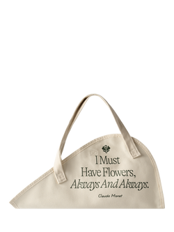 Sowvital Monet Quote Flower Tote Bag, Green/Cream, Green