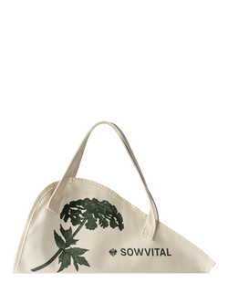 Sowvital Monet Quote Flower Tote Bag, Green/Cream - view 2, Green