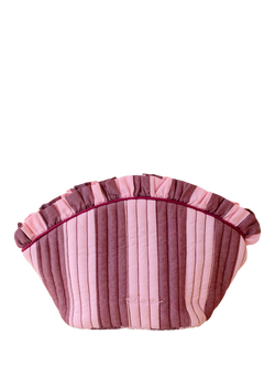 TBCo Stripe Ruffle Wash Bag, Pink Stripe, Pink Stripe
