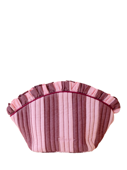 TBCo Stripe Ruffle Wash Bag, Pink Stripe, Pink Stripe