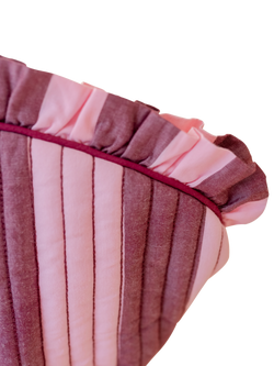TBCo Stripe Ruffle Wash Bag, Pink Stripe - view 2, Pink Stripe