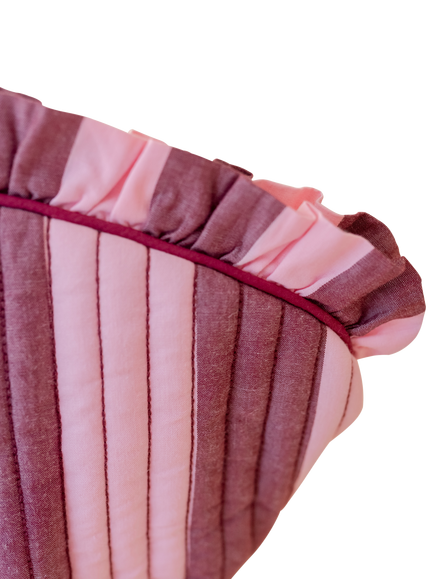 TBCo Stripe Ruffle Wash Bag, Pink Stripe - view 2, Pink Stripe