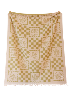 TBCo Stripe Harlequin Pure Lambswool Blanket, Green Motif, Green Motif