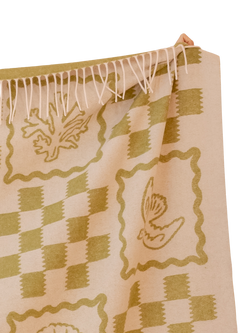 TBCo Stripe Harlequin Pure Lambswool Blanket, Green Motif - view 2, Green Motif