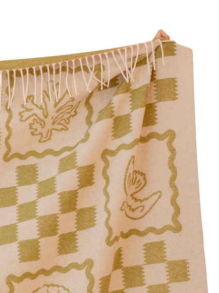 TBCo Stripe Harlequin Pure Lambswool Blanket, Green Motif - view 2, Green Motif
