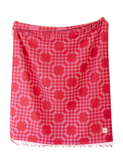 TBCo Stripe Harlequin Pure Lambswool Blanket, Pink Pixel, Pink Pixel