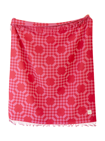 TBCo Stripe Harlequin Pure Lambswool Blanket, Pink Pixel, Pink Pixel