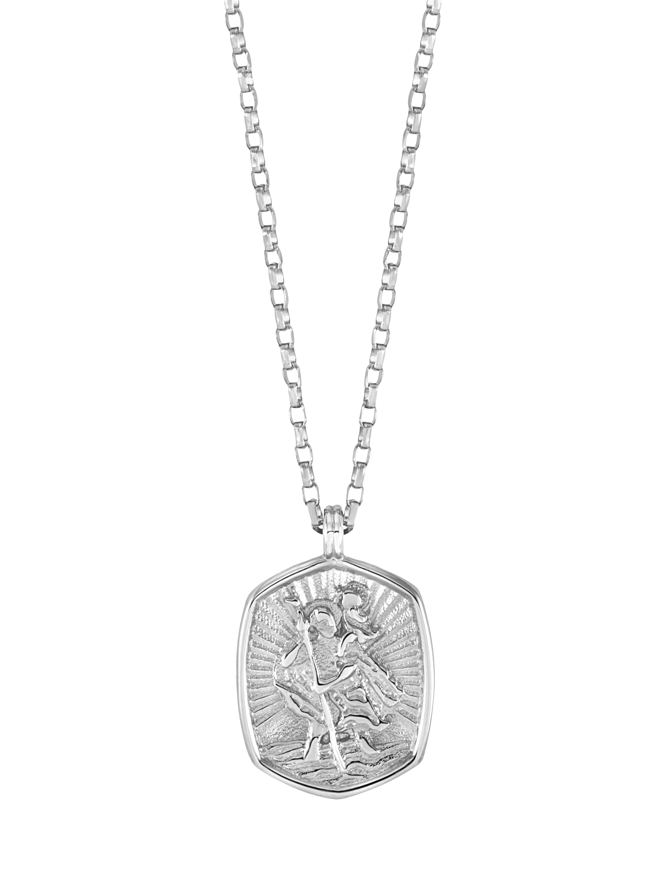 Product image 1 of 4, which shows Dower & Hall St. Christopher Tiny Talisman Necklace, White Gold