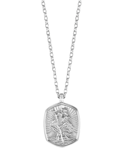 Dower & Hall St. Christopher Tiny Talisman Necklace, White Gold, Silver