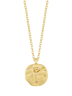 Dower & Hall St. Michael Tiny Charm Necklace, Gold, Gold