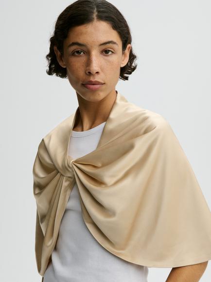 By Malene Birger Pinlos Satin Cape - view 2, Vanilla Cream