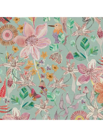 Voyage Primrose Haze Furnishing Fabric, Duck Egg Blue