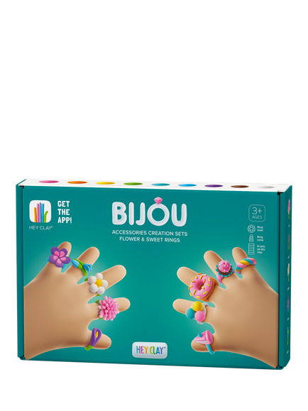 TOMY Hey Clay Bijou Flower and Sweet Rings Craft Kit, Multi