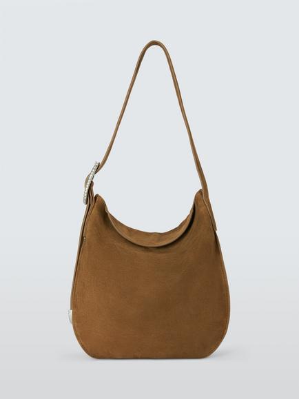 John Lewis x REJINA PYO Suede Medium Hobo Belt Strap Shoulder Bag, Coffee Brown, Coffee Brown