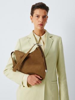 John Lewis x REJINA PYO Suede Medium Hobo Belt Strap Shoulder Bag, Coffee Brown - view 2, Coffee Brown