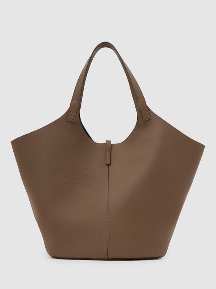 Reiss Lyra Leather and Suede Tote Bag, Tan - view 2, Tan