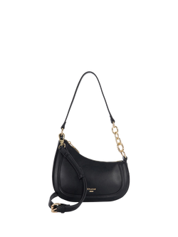 Dune London Direction Asymmetric Chain Shoulder Bag, Smooth Black