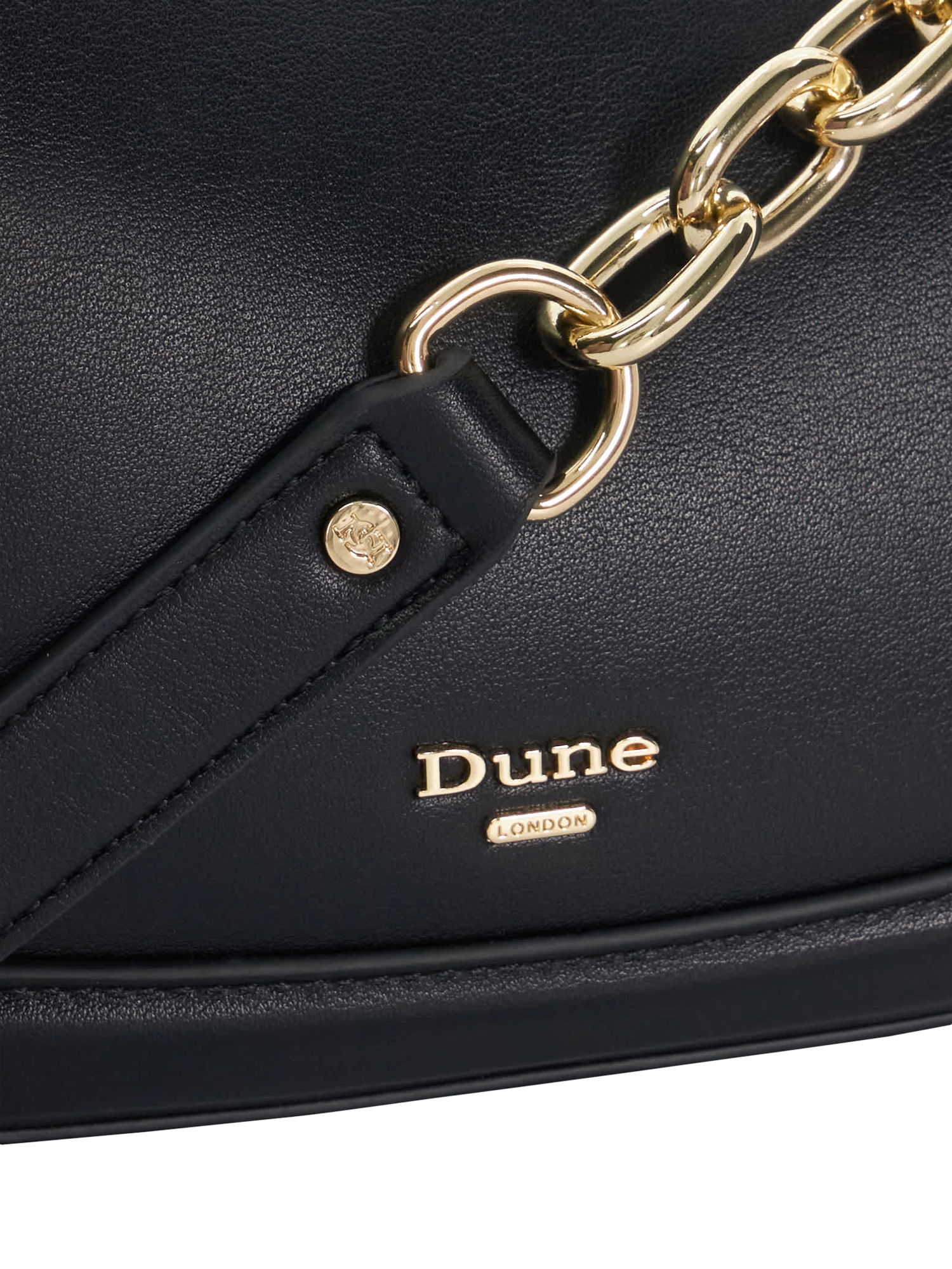 Product image 5 of 5, which shows Dune London Direction Asymmetric Chain Shoulder Bag, Black