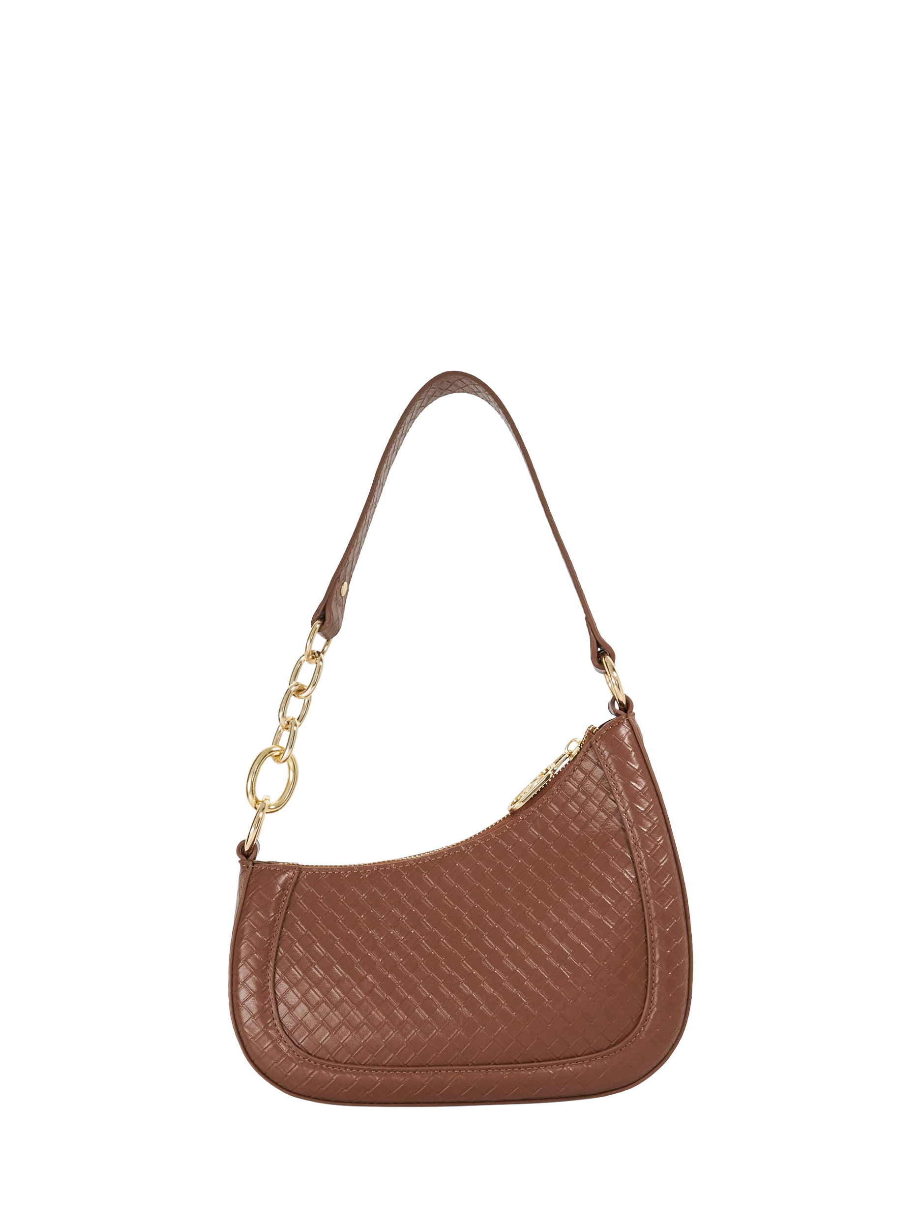 Product image 3 of 5, which shows Dune London Direction Chain Leather Shoulder Bag, Brown