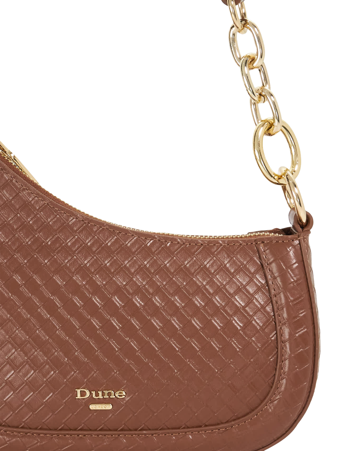 Product image 5 of 5, which shows Dune London Direction Chain Leather Shoulder Bag, Brown